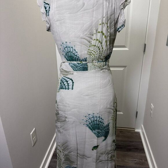 NWT All Saints Dela Ngaru Sea Green Flowy Crepe Wrap Dress US Size 0 - Picture 10 of 13